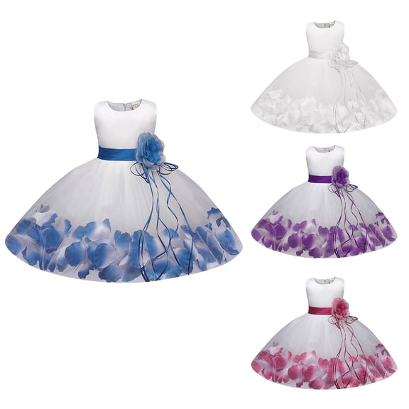 VOUZZA Infant Sleeveless Flower Print Princess Costume Newborn Petal Hem Dress Puffy Tutu Baptism Birthday Gown