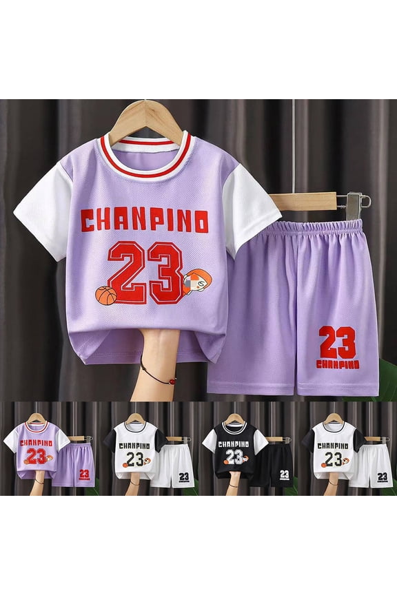 Kids Basketball Set, Boys and Girls Summer Sports Training Uniform 2-Piece Athletic Activewear Outfit for Youth and