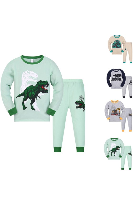 Kids Cartoon Print Loungewear Set Long Sleeve Top and Pants 2-Piece Soft Home Wear Clothing Sets