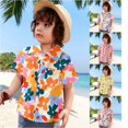 thumbnail image 1 of VOUZZA Kids Hawaiian Shirt Tropical Floral Print Button Down Short Sleeve Shirt Boys Girls Summer Beach Casual Blouse Tops, Size 2T-10Y, 1 of 7