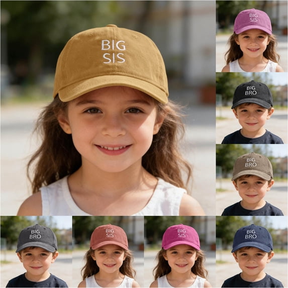 VOUZZA Kids Letter Embroidered Baseball Cap All Season Cotton Washed Adjustable Sun Visor Outdoor Trucker Hat 1-8 Years