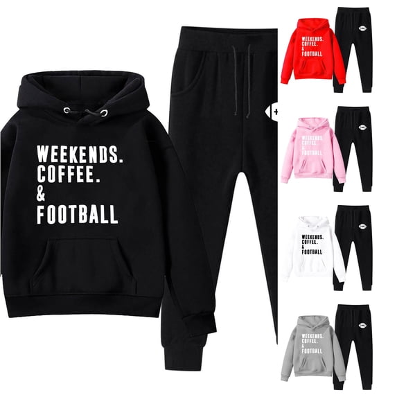 VOUZZA Kids Letter Hoodie Jogger Set Long Sleeve Hooded Sweatshirt and Pants 2 Piece Boys Tracksuit Toddler Kids Clothes Fall Winter