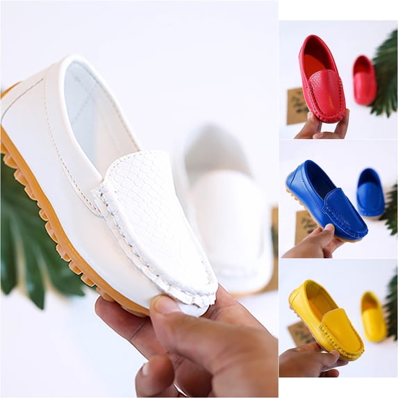 VOUZZA Kids Loafers Candy Color Slip On Suede Loafers Moccasins Soft Rubber Sole Toddler Boys Girls Casual Flat Shoes, Size 5C-12C
