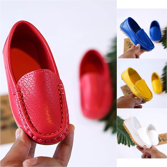 VOUZZA Kids Loafers Candy Color Slip On Suede Loafers Moccasins Soft Rubber Sole Toddler Boys Girls Casual Flat Shoes, Size 5C-12C