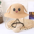 thumbnail image 1 of VOUZZA Kids Magic Moving Ears Straw Hat Cute Cartoon Rabbit Air Pump Squeeze Ear Flaps Pop Up Wide Brim Summer Beach Sun Protection Cap, 1 of 3