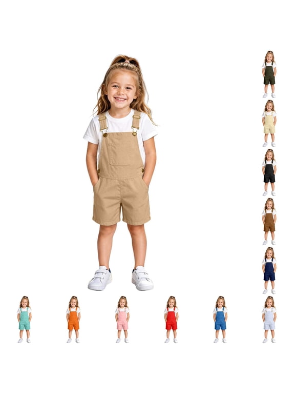Kids Overalls Summer Casual Solid Color Bib Overalls Short Jumpsuit Romper Shorts Pants 4-13Y