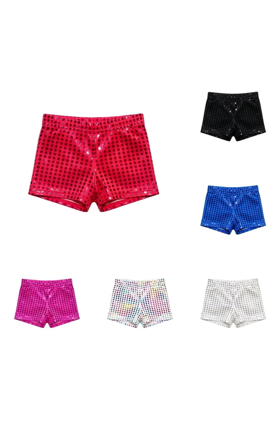Kids Sequin Shorts Polka Dot Shiny Dance Briefs Cheerleading Party Performance Trunks Boys Girls