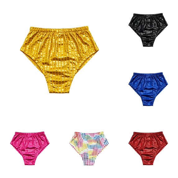 VOUZZA Kids Sequin Shorts Polka Dot Shiny Dance Briefs Cheerleading Party Performance Trunks Boys Girls