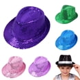 thumbnail image 1 of VOUZZA Kids Sequin Top Hat Glitter Fedora Cap Stage Performance Magic Show Dance Accessory Birthday Party Hat for Boys Girls, 1 of 3