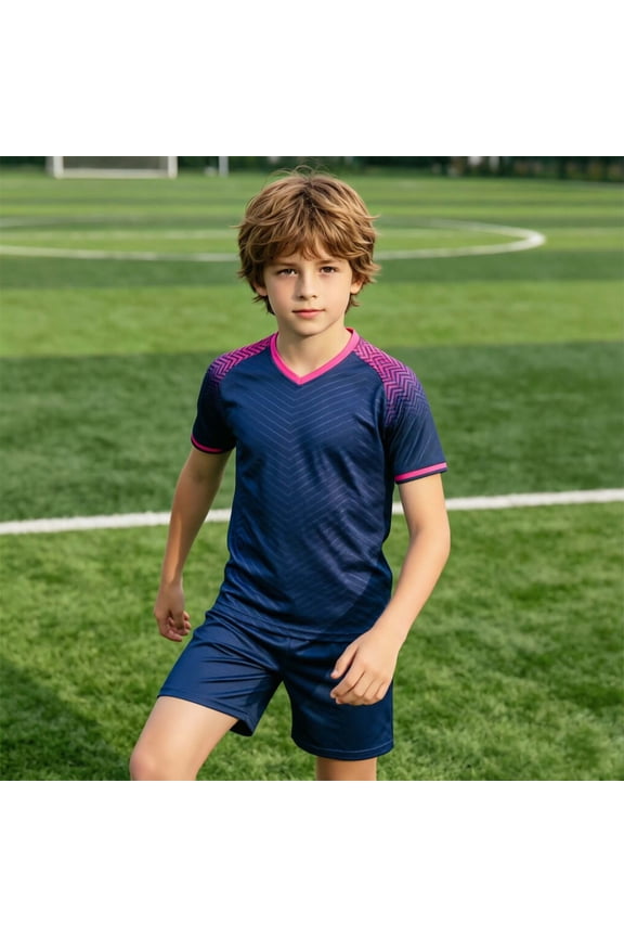 Kids Soccer Uniform Set Summer Breathable Training and Shorts 2-Piece Sporty Team Suit for Boys Girls