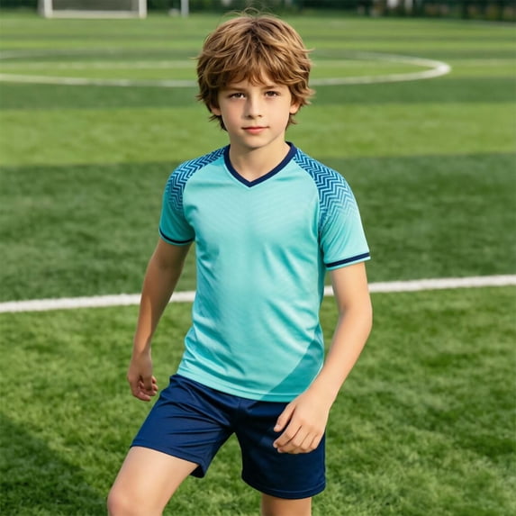 VOUZZA Kids Soccer Uniform Set Summer Breathable Training and Shorts 2-Piece Sporty Team Suit for Boys Girls