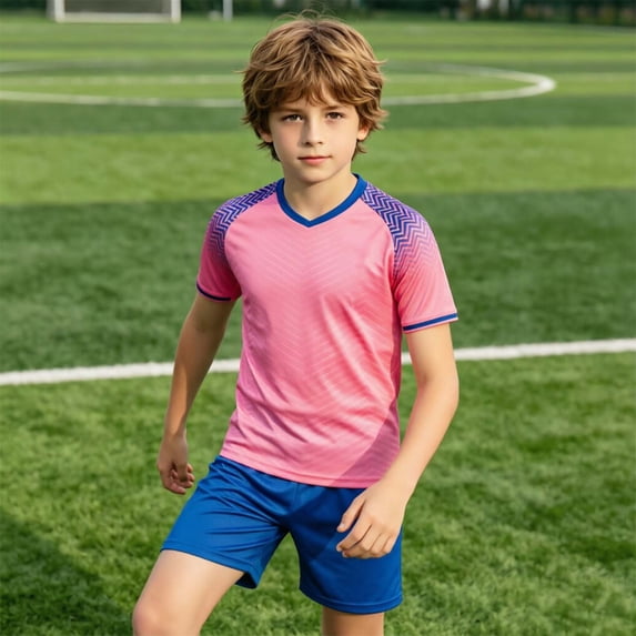 VOUZZA Kids Soccer Uniform Set Summer Breathable Training and Shorts 2-Piece Sporty Team Suit for Boys Girls