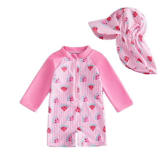 VOUZZA Kids & Toddler Long Sleeve One Piece Rash Guard, UPF 50+ Sun Protection Shark Print Bathing Suit, Ages 3-24 Months