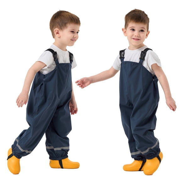 VOUZZA Kids Waterproof Waders with Boots Toddler Rain Bibs for Muddy Play Children One-Piece Fishing Suit for Beach & Puddle Water Play Gear