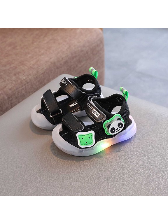 Light-Up Toddler Sandals, Summer Anti-Collision Closed Toe Soft Rubber Sole First Walker Beach Sport Sandals 1-3Y