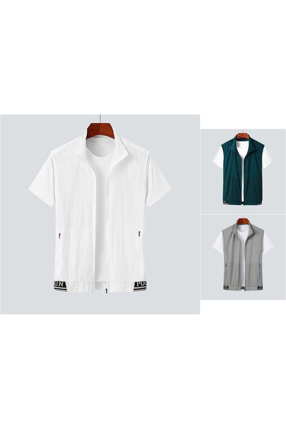 Mens Vest Ultra Thin Ice Silk Sleeveless Sun Protection Windbreaker Skin Jacket Workout Vest