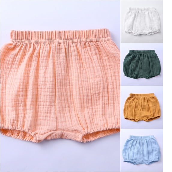 VOUZZA Baby Shorts Solid Color Soft Cotton Elastic Waist PP Diaper Cover Shorts Lounge Bloomers Bottoms for Boys Girls