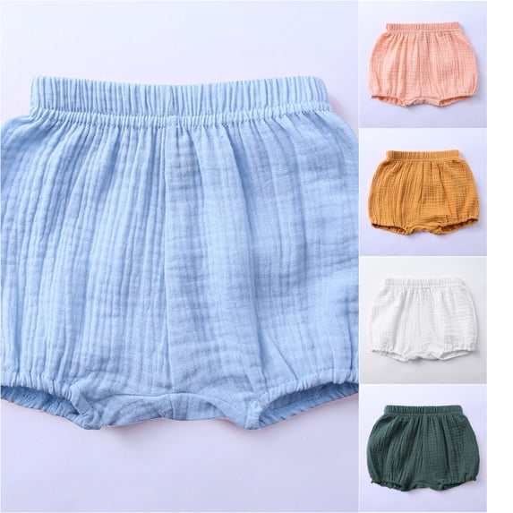 VOUZZA Baby Shorts Solid Color Soft Cotton Elastic Waist PP Diaper Cover Shorts Lounge Bloomers Bottoms for Boys Girls