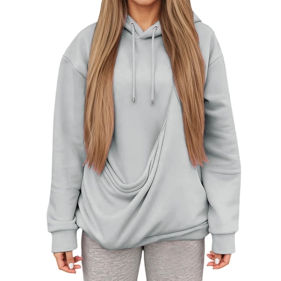VOUZZA Pet Pouch Hoodie for Women, Fuzzy Dog and Cat Pouch Sweatshirt with Large Kangaroo Pocket, Oversized Long Sleeve Pullover