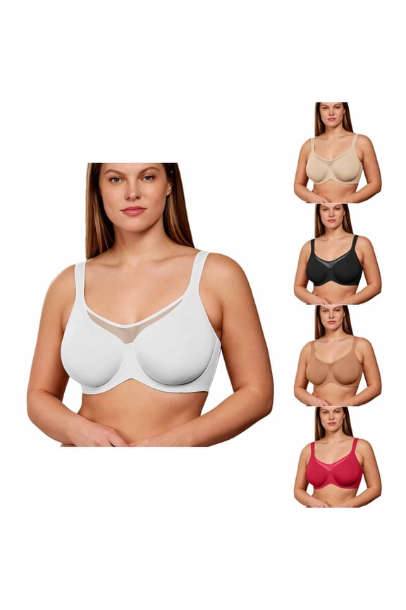 Plus Size Underwire Bras for Women Unlined Smooth Strapless Bandeau Minimizer Bra Supportive Push Up Demi Balconette Lift Lingerie Thin Unpadded Everyday Underwear
