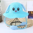 thumbnail image 1 of VOUZZA Straw Hat with Magic Moving Ears, Cute Cartoon Rabbit Sun Protection Cap with Squeeze Ear Flaps, Wide Brim Summer Beach Hat for Kids, 1 of 3