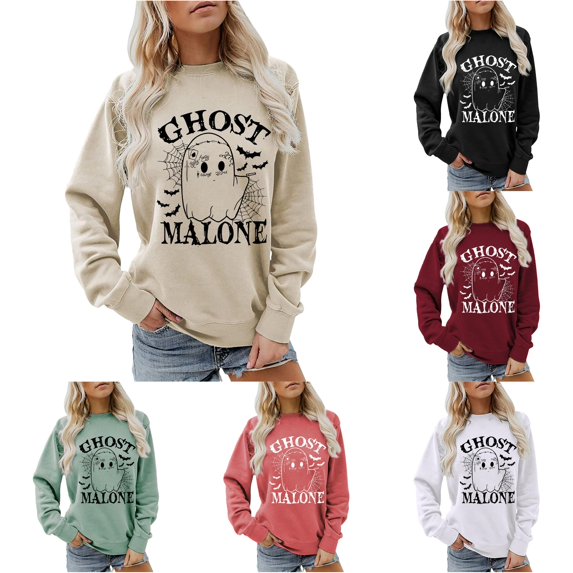 VOUZZA Sweatshirt for Women Halloween Graphic Crewneck Long Sleeve Pullover Sweatshirt, Casual Sweater Top for Fall Winter