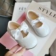 thumbnail image 1 of VOUZZA Toddler Girls Princess Shoes Solid Color Bowknot Patent Leather Flat -on Loafers Mary Jane Walking Shoes, 1 of 3
