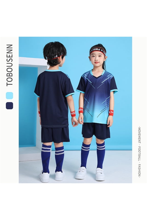 Toddler Kids Sportswear Set Soccer Basketball Ping Pong Team Training Uniform Short Sleeve Sporty Clothing Suit