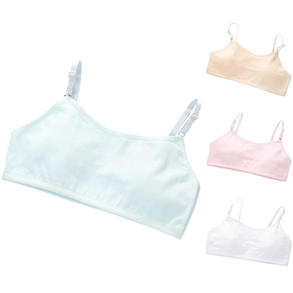 VOUZZA Training Bra Kids Girls Solid Adjustable Straps Bralettes Wire Free Soft Stretchy Crop Tops Daily Wear Seamless Underwear Bras