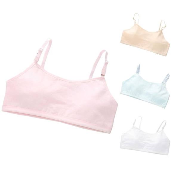VOUZZA Training Bra Kids Girls Solid Adjustable Straps Bralettes Wire Free Soft Stretchy Crop Tops Daily Wear Seamless Underwear Bras