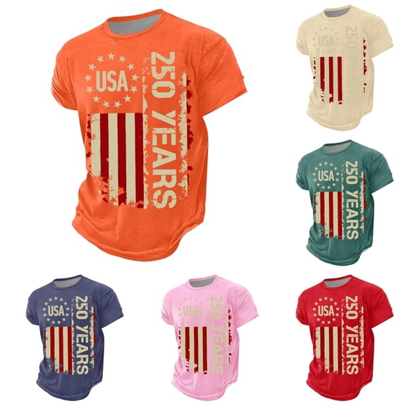 VOUZZA USA Flag T-Shirt Kids Fourth of July Patriotic Graphic Short Sleeve Tee Summer Casual Pullover Blouse Boys Girls