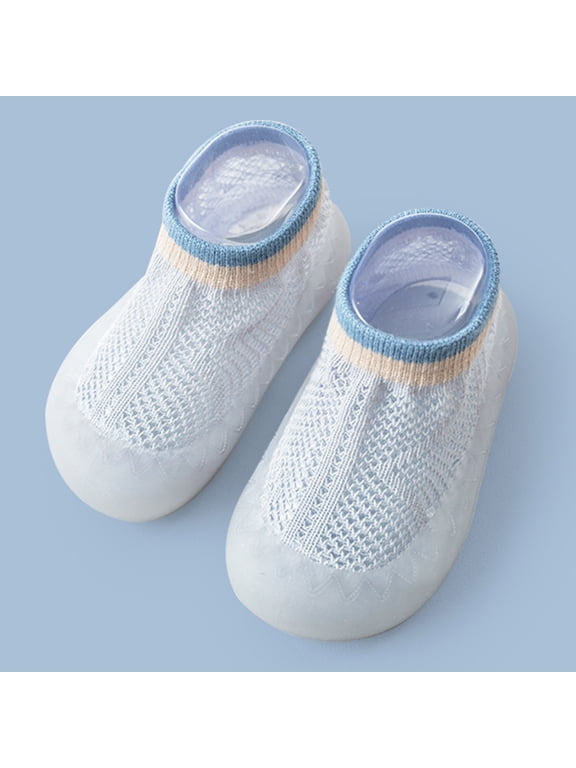 Unisex Baby Summer Mesh Floor Socks Shoes, Non- Soft Sole Breathable Rubber Anklet Socks, First Walkers Training Slippers for Toddlers 0-36M