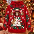 thumbnail image 1 of VOUZZA Unisex Christmas Pet Pouch Hoodie, Holiday Elf and Snowflakes Long Sleeve Sweatshirt Pullover with Round Front Puppy Pocket for Small Dogs and Cats, 1 of 5