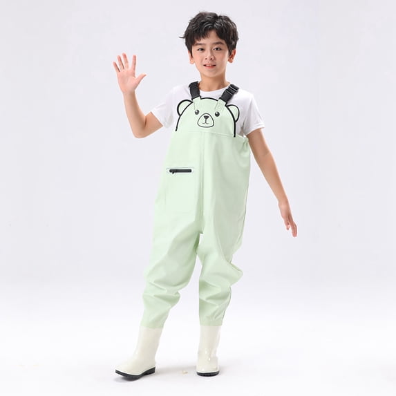 VOUZZA Waterproof Kids Chest Waders, Fishing Hunting Waders with Rain Boots, Toddler Youth Full Body Water Overalls, Size 3T-10 Years