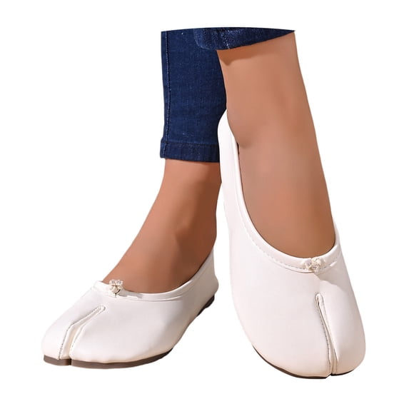 VOUZZA Women's Split Toe Ballet Flats Breathable Mesh Upper Slip On Shoes Flexible Flat Sole Casual Loafers for Walking and Casual Outfits