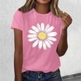 thumbnail image 1 of VOUZZA Womens Daisy Floral Graphic T-Shirt Crewneck Short Sleeve Regular Fit Tunic Vintage Casual Summer Tee, 1 of 3