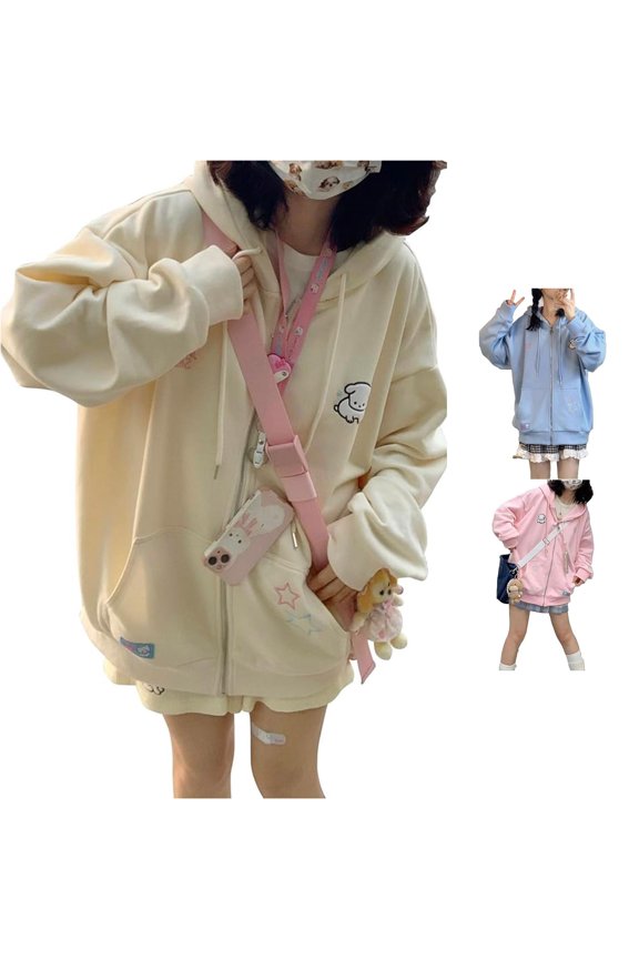 Womens Full Zip Hoodie Sweatshirt Varsity Baseball Style Casual Long Sleeve Cardigan Jacket Hooded Outwear