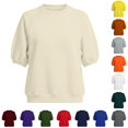 thumbnail image 1 of VOUZZA Womens Puff Sleeve Pullover Top Short Sleeve Crewneck Solid Loose Fit Casual Sweatshirt, 1 of 5