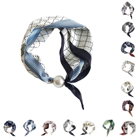 VOUZZA Womens Scarf Necklace Buckle Silk Scarf Pendant Choker Clavicle Neck Wrap Jewelry