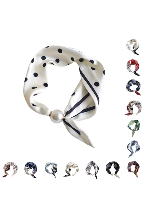 Womens Scarf Necklace Buckle Silk Scarf Pendant Choker Clavicle Neck Wrap Jewelry