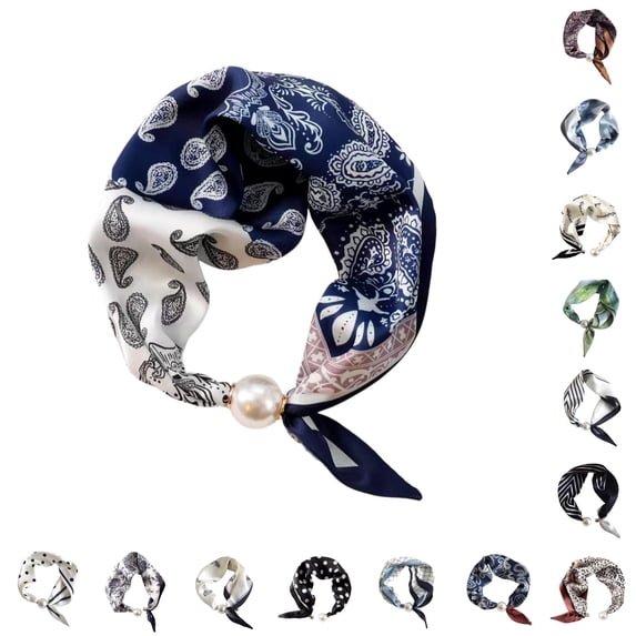 VOUZZA Womens Scarf Necklace Buckle Silk Scarf Pendant Choker Clavicle Neck Wrap Jewelry