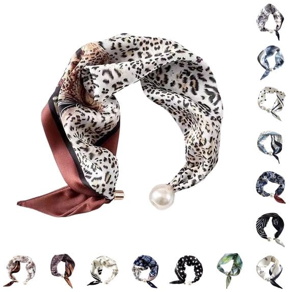 VOUZZA Womens Scarf Necklace Buckle Silk Scarf Pendant Choker Clavicle Neck Wrap Jewelry