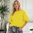 thumbnail image 1 of VOUZZA Womens Short Sleeve Sweatshirt Crewneck Puff Sleeve Pullover Casual Loose Fit Solid Top, 1 of 4
