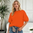thumbnail image 1 of VOUZZA Womens Short Sleeve Sweatshirt Crewneck Puff Sleeve Pullover Casual Loose Fit Solid Top, 1 of 4