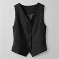 thumbnail image 1 of VOUZZA Womens Suit Vest Sleeveless V Neck Button Down Waistcoat Fitted Business Casual Blazer Top with Front Pockets, 1 of 3