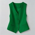 thumbnail image 1 of VOUZZA Womens Suit Vest Sleeveless V Neck Button Down Waistcoat Fitted Business Casual Blazer Top with Front Pockets, 1 of 3
