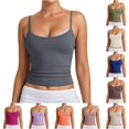 thumbnail image 1 of VOUZZA Womens Tank Top Summer Adjustable Spaghetti Strap Crewneck Sleeveless Basic Layering Cami, 1 of 6