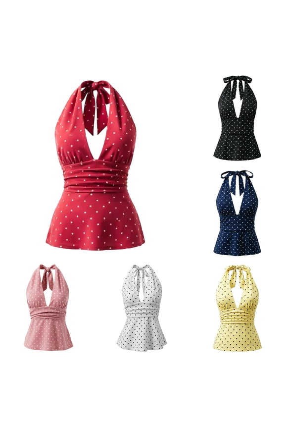 Womens Tank Top Y2K Halter Neck Backless Ruched Crop Cami Top Slim Fit Summer Camisole