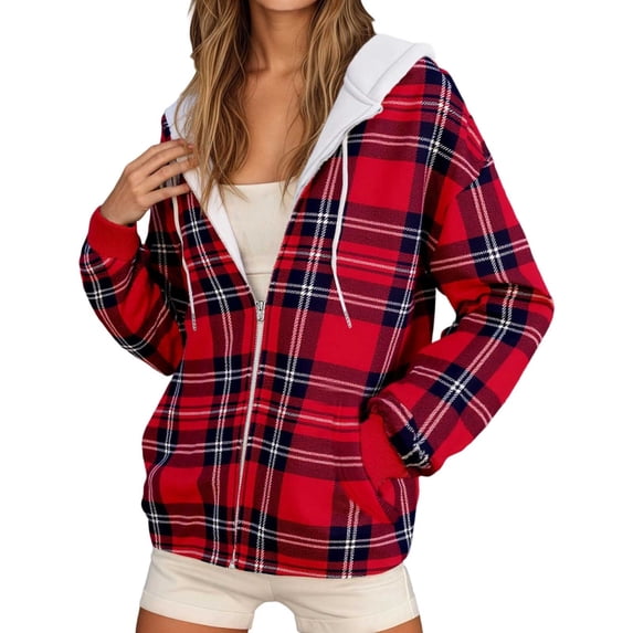 VOUZZA Womens Zip Up Hoodies Long Sleeve Oversized Hooded Sweatshirt Jacket with Pockets, Casual Zip Up Sweater for Fall Winter