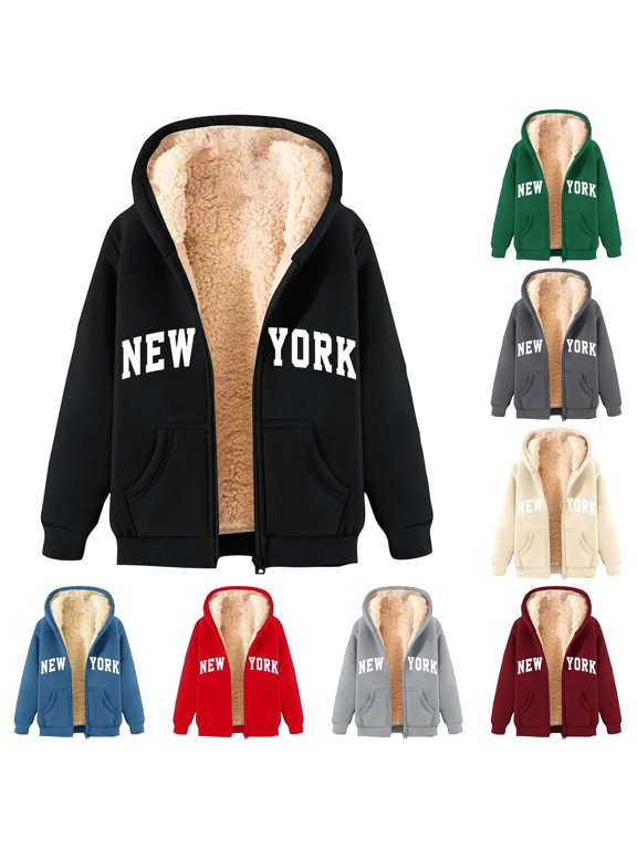 Zip Up Hoodies Graphic Print Long Sleeve Hooded Sweatshirt Jacket with Pockets, Casual Zip Up Sweater Jacket for Fall Winter